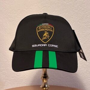 Automobili Lamborghini Squadra Corse Team Hat Cap- Black with green accents